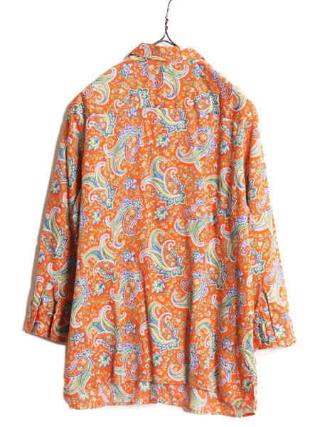 00s LAUREN ラルフローレン 総柄 シャツ レディース XL 古着 ポロ オールド 7分袖 5分袖 長袖シャツ 大きいサイズ ペイズリー マルチカラー