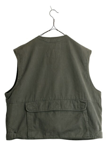 90s ウールリッチ フィッシング ベスト メンズ L 古着 オールド Woolrich フルジップ ハンティング サファリ アウトドア コットン 重ね着