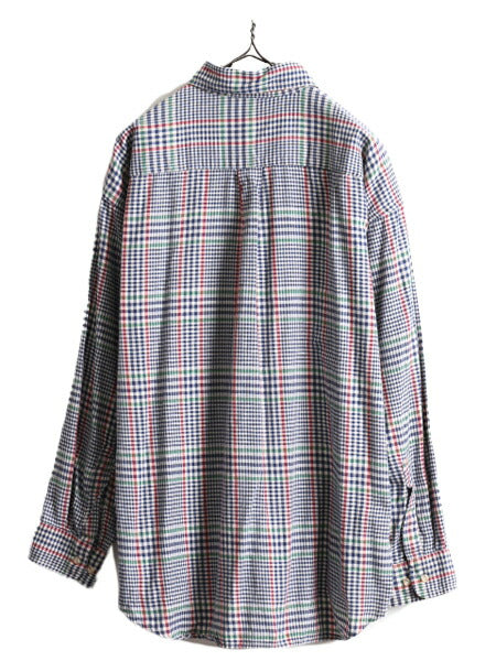 80s ST JOHN'S BAY チェック 長袖 ボタンダウン シャツ メンズ XL 古着 80年代 ヴィンテージ セントジョンズベイ JCペニー ポケット付き BD
