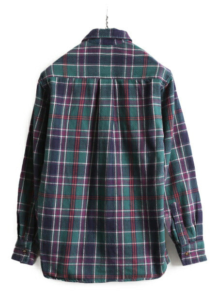 80s 90s エルエルビーン チェック 長袖 ヘビー フランネル シャツ メンズ XS / 古着 LLBEAN オールド ヴィンテージ LLビーン ネルシャツ