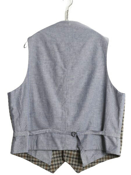 デッドストック ブルックスブラザーズ チェック ウール テーラード ベスト メンズ L 新品 ツイード オックスフォード ジレ 重ね着 前開き