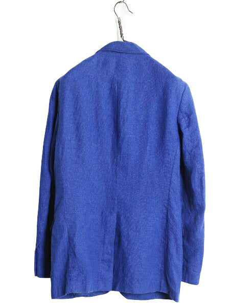 90s ポロ ラルフローレン 100% リネン テーラード ジャケット メンズ S / 古着 オールド 高級 麻 ブレザー サマー トラッド 3ボタン ブルー