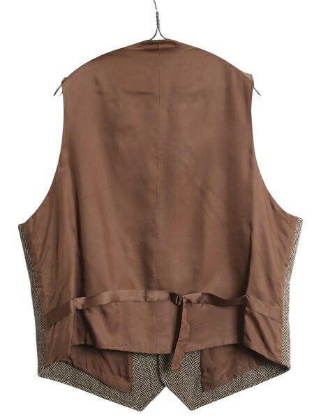 ブルックスブラザーズ ツイード ウール テーラード ベスト メンズ L 程/ ヘリンボーン ストライプ ジレ ノースリーブ 重ね着 前開き スーツ