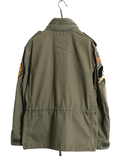 デニム&サプライ ラルフローレン M-65 タイプ フィールド ジャケット レディース M ポロ ミリタリー スカル サガラ ワッペン ヘリンボーン