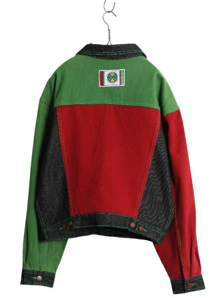 デッドストック USA製 クロスカラーズ クレイジーパターン デニム ジャケット M 新品 ジージャン トラッカー 3rd タイプ 短丈 ヒップホップ