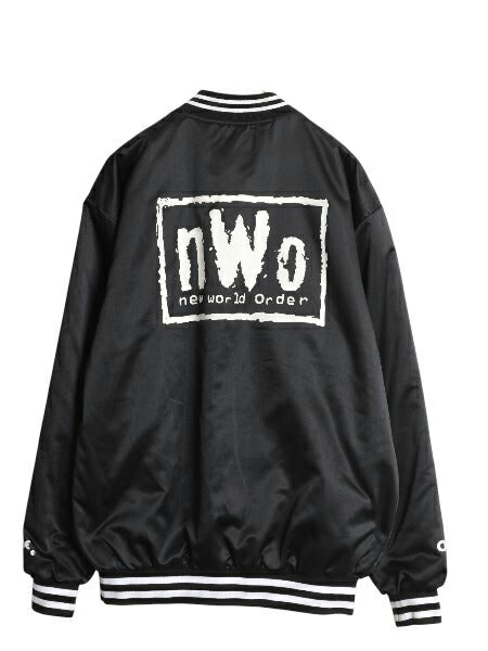 デッドストック NWO 中綿 ナイロン スタジャン メンズ L 両面 ロゴ プリント ジャンパー ブルゾン オフィシャル プロレス アメプロ 黒 WWE