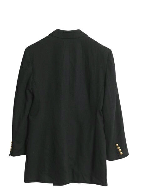 90s USA製 ローレン ラルフローレン ダブルブレスト ウール テーラード ジャケット レディース M 程 オールド ブレザー 金ボタン 黒 紺ブレ