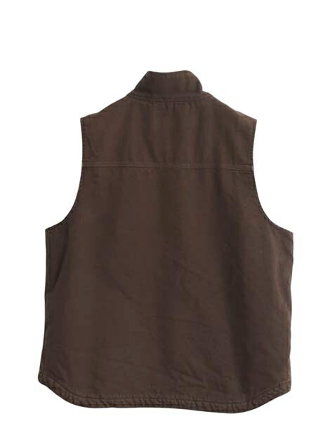 US企画 カーハート モックネック ダック ベスト メンズ L 古着 CARHARTT 裏 ボア パイル フリース フルジップ ワーク 重ね着 前開き 濃茶