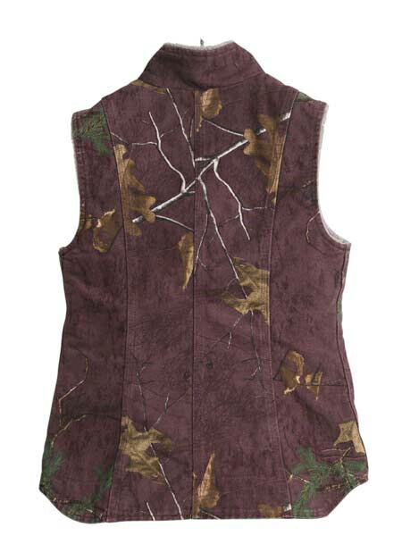 US企画 カーハート モックネック ダック ベスト レディース XS 古着 リアルツリー カモ 迷彩 裏 パイル フリース 重ね着 アウトドア ワーク
