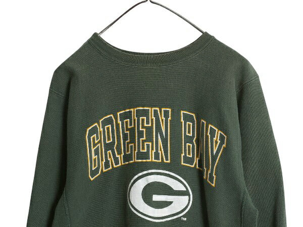 90s USA製 チャンピオン リバースウィーブ 3段 プリント スウェット メンズ M オールド NFL オフィシャル アメフト パッカーズ トレーナー