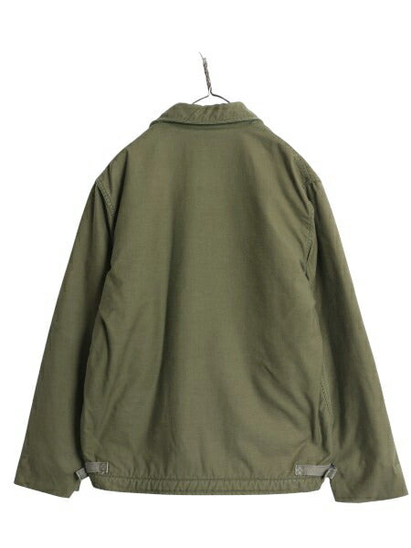 80s 米軍実物 USN ネイビー A-2 デッキ ジャケット メンズ L 程 86年製 ヴィンテージ NAVY ミリタリー 軍物 裏ボア ライナー付き ブルゾン