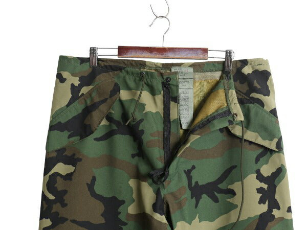 デッドストック 90s 米軍実物 US ARMY ウッドランド カモ オーバー パンツ LARGE LONG 新品 ECWCS ゴアテックス ミリタリー ナイロン 迷彩