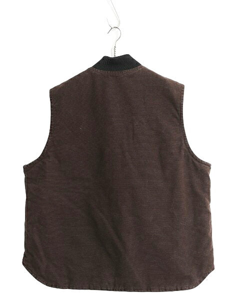 US企画 カーハート 中綿 ダック ベスト メンズ XL / 古着 フルジップ ナイロン キルティング ライナー 重ね着 前開き 大きいサイズ 廃盤 茶