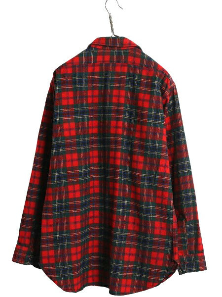 70s USA製 ペンドルトン チェック 長袖 ウール シャツ メンズ L ヴィンテージ 長袖シャツ ポケット付き マルチカラー カジュアル トラッド