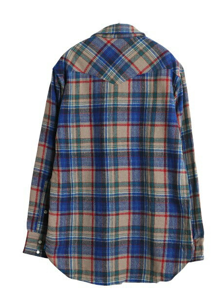 70s USA製 ペンドルトン ウール ウエスタン シャツ メンズ M / ヴィンテージ 長袖シャツ マルチカラー チェック ポケット付き パールボタン