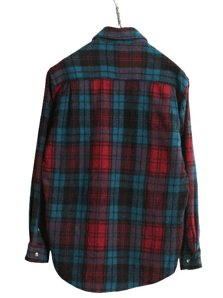 90s エディーバウアー チェック 長袖 ウール シャツ メンズ M / オールド 旧タグ 黒タグ 長袖シャツ ポケット付き マルチカラー カジュアル