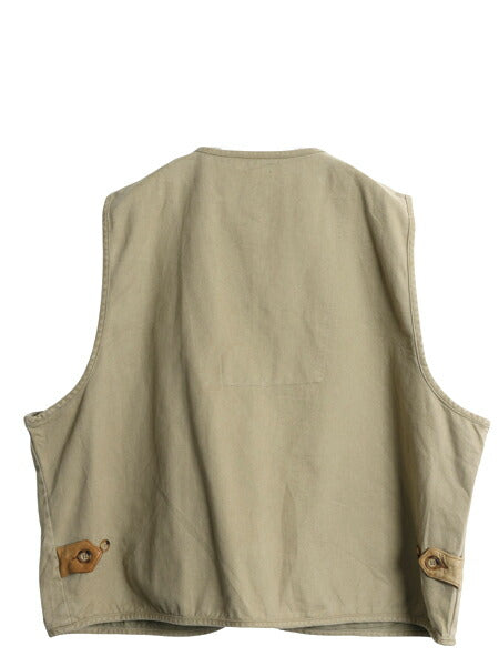 90s オービス コットン ベスト メンズ XXL / 古着 オールド 本革 レザー 重ね着 前開き サファリ ハンティング アウトドア 大きいサイズ