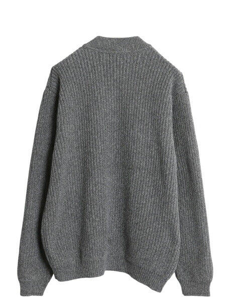 00s エディ―バウアー ヘンリーネック コットン ニット セーター メンズ L オールド プルオーバー ヘビーウェイト アーミー ジープ 無地 灰