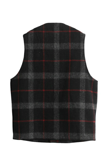 USA製 フィルソン ウール マッキーノ ベスト メンズ S 古着 チェック 重ね着 前開き ハンティング ワーク 多ポケット ヘビーウェイト 黒