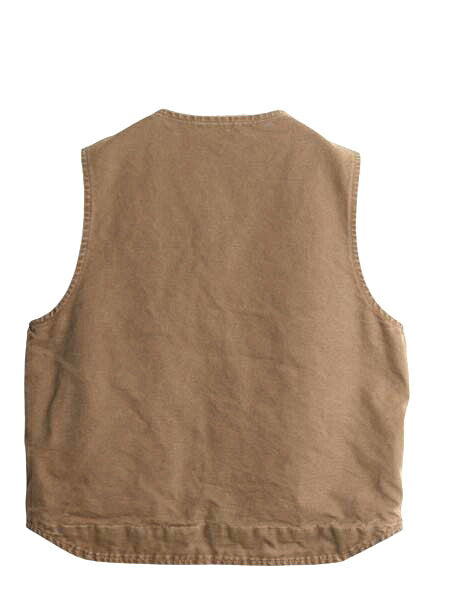 US企画 カーハート ダック ベスト メンズ L 裏 ボア パイル フリース 重ね着 前開き フルジップ ワーク 廃盤 ワンポイント ノースリーブ 茶