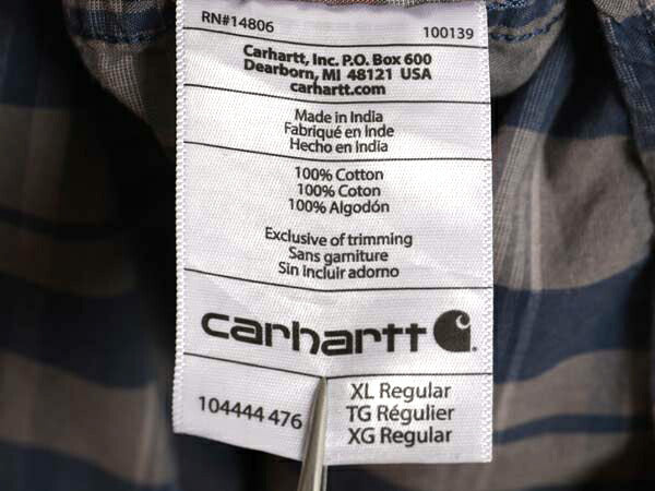 US企画 カーハート チェック ボタンダウン 長袖 シャツ メンズ XL Carhartt ワーク コットン マルチカラー ポケット付き 大きいサイズ 廃盤