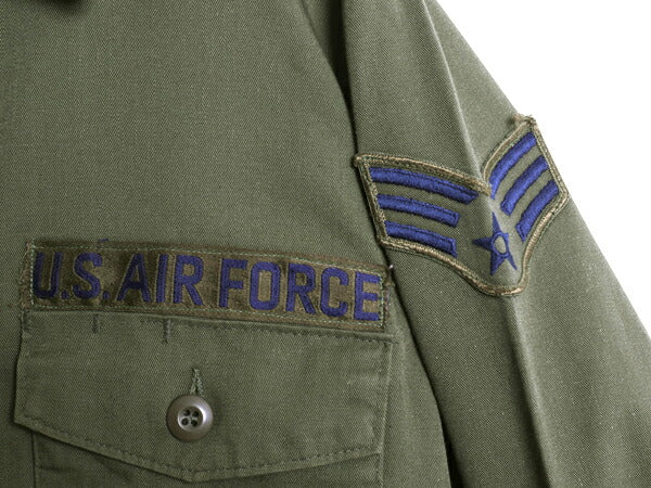 70s 米軍実物 US AIR FORCE ユーティリティ シャツ メンズ M 程 78年製 ヴィンテージ ミリタリー アーミー 軍物 長袖シャツ OG507 ワッペン