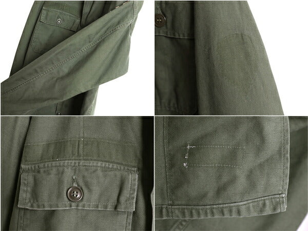 60s 米軍実物 US ARMY コットン サテン ユーティリティ シャツ L 程 古着 ヴィンテージ ミリタリー 軍物 1st 後期 筒袖 OG107 長袖シャツ