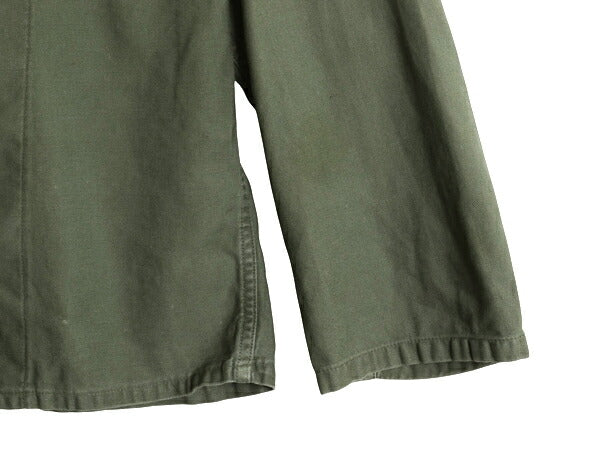 60s 米軍実物 US ARMY コットン サテン ユーティリティ シャツ L 程 古着 ヴィンテージ ミリタリー 軍物 1st 後期 筒袖 OG107 長袖シャツ
