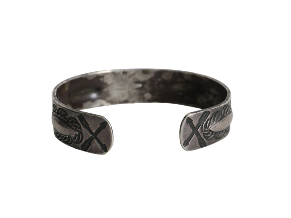 ~ 30s ★ ナバホ スワスティカ スタンプ インゴット シルバー バングル / ヴィンテージ インディアン ジュエリー ブレスレット 逆卍 アロー