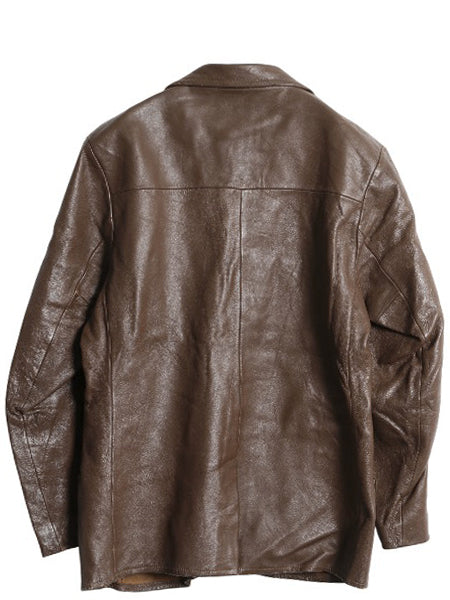 50s 60s Custom Coat Co 本革 レザー テーラード ジャケット メンズ M 程 ヴィンテージ 革ジャン ブレザー ディアスキン 鹿革 シンプル 茶