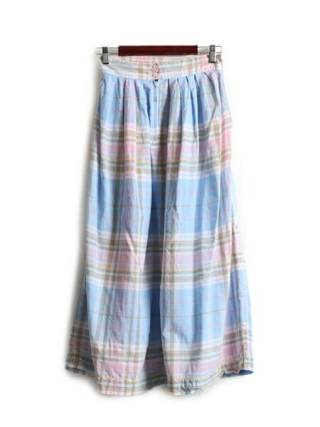 80s ウールリッチ チェック フレア スカート レディース M 程 古着 80年代 ヴィンテージ 紺タグ Woolrich インディアン マドラス インド製