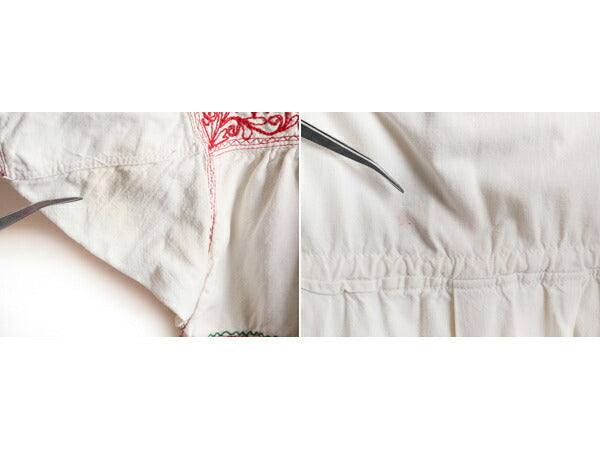 ハンドメイド 刺繍 メキシカン 半袖 チュニック ワンピース レディース M 古着 ハンドステッチ 花柄 チュニックワンピ ブラウス ナチュラル