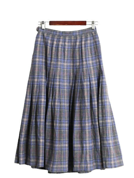 70s USA製 ペンドルトン チェック ウール プリーツ スカート レディース S 程 PENDLETON 70年代 ヴィンテージ タータンチェック ロング丈