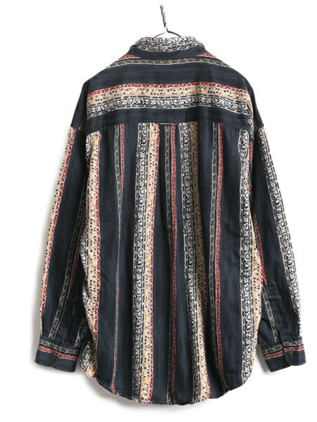80s チャップス ラルフローレン 長袖 ボタンダウン シャツ メンズ XL 古着 80年代 ヴィンテージ ポロ CHAPS 総柄 長袖シャツ ポケット付き