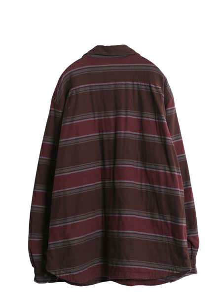 US企画 カーハート ボーダー フランネル シャツ ジャケット メンズ XL ワーク フリース ライナー付き ネルシャツ ストレッチ 大きいサイズ