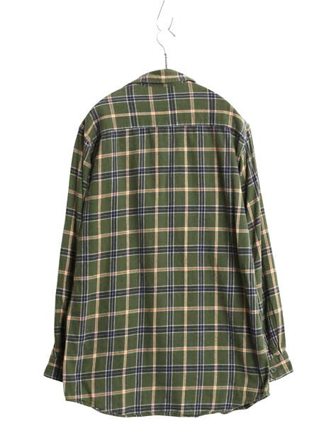 US企画 カーハート チェック フランネル シャツ メンズ M 古着 ワーク ネルシャツ コットン 長袖シャツ マルチカラー ワンポイント 薄手