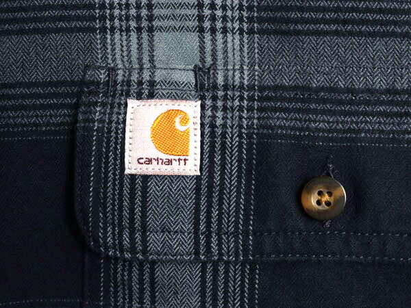 カーハート チェック ヘビー フランネル シャツ メンズ XL / 古着 ワーク ネルシャツ コットン 長袖シャツ マルチカラー 大きいサイズ 紺