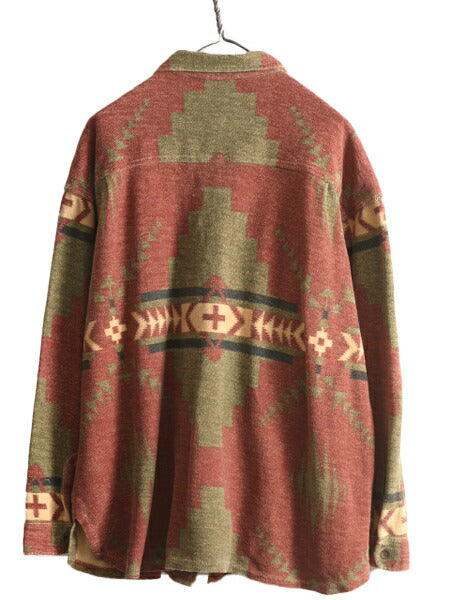 00s オービス ネイティブ コットン シャツ メンズ M / 00年代 オールド ORVIS アウトドア 長袖シャツ ポケット付き ジャケット 総柄 パイル