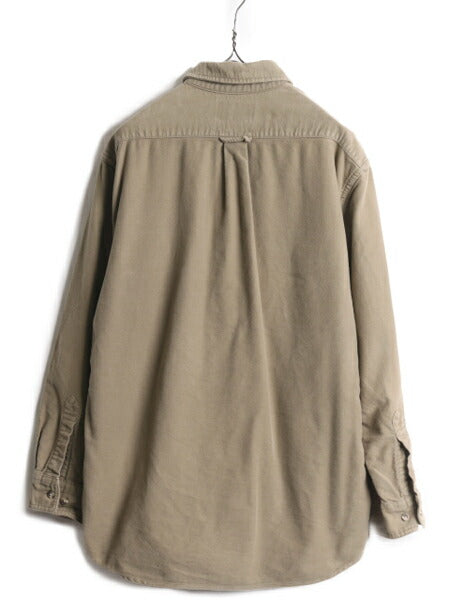 US企画 フィルソン モールスキン シャツ メンズ L 古着 FILSON コットン ネルシャツ シャモア 長袖シャツ ヘビーウェイト 無地 ネル カーキ