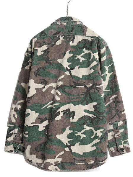 90s カベラス ウッドランド カモ シャモア クロス シャツ メンズ M 程/ 90年代 オールド Cabelas ネルシャツ フランネル アウトドア 迷彩