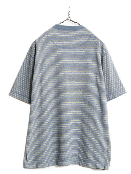 90s リーバイス ヘンリーネック ボーダー 半袖 Tシャツ メンズ M 90年代 オールド LEVIS ヘビーウェイト コットン マルチカラー カットソー