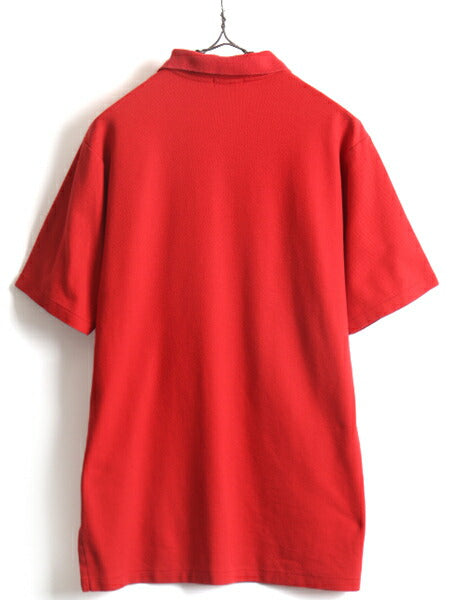 80s USA製 ■ LLBEAN 鹿の子 半袖 ポロシャツ ( メンズ L ) 80年代 古着 エルエルビーン LLビーン 半袖シャツ DOUBLE L SHIRTS 無地 レッド