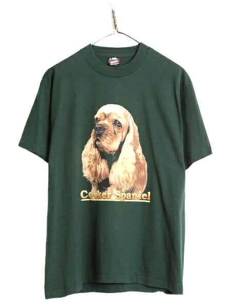90s USA製 ドッグ アート イラスト プリント Tシャツ メンズ L 古着 90