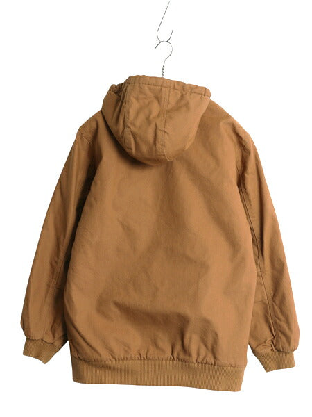 US企画 カーハート アクティブ ジャケット キッズ XL メンズ S ブラウン ダック パーカー 中綿 キルティング ライナー ブルゾン フルジップ