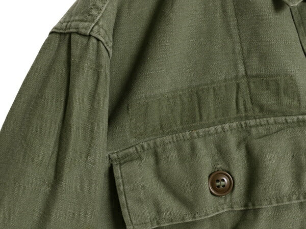 50s 米軍実物 US ARMY コットン サテン ユーティリティ シャツ メンズ M 程 ヴィンテージ ミリタリー 軍物 筒袖 1st 初期 OG107 長袖シャツ