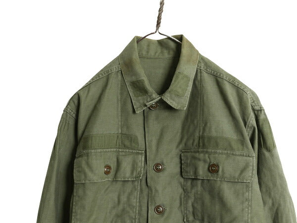 50s 米軍実物 US ARMY コットン サテン ユーティリティ シャツ メンズ M 程 ヴィンテージ ミリタリー 軍物 筒袖 1st 初期 OG107 長袖シャツ