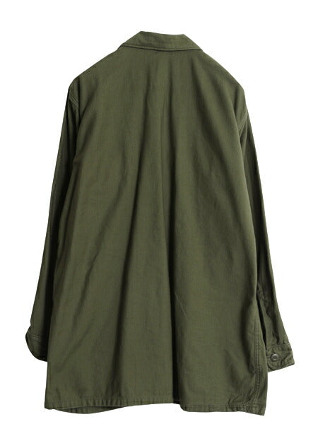 60s 米軍実物 US ARMY コットン サテン ユーティリティ シャツ メンズ XL 程 67年製 ヴィンテージ ミリタリー アーミー OG107 シャツ袖 2nd