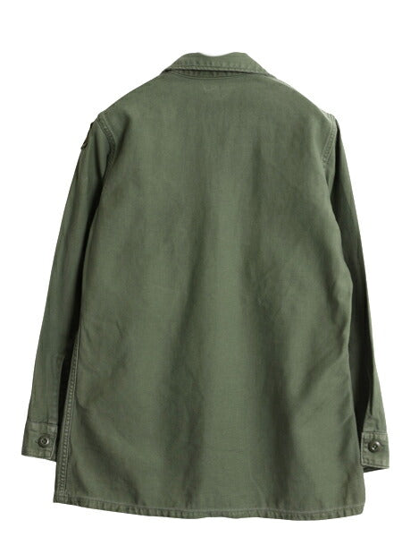 60s 米軍実物 US ARMY コットン サテン ユーティリティ シャツ メンズ S 程 ヴィンテージ アーミー OG107 フルパッチ シャツ袖 2nd カーキ