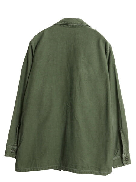 70s 米軍実物 US ARMY コットン サテン ユーティリティ シャツ メンズ M 程 70年製 ヴィンテージ ミリタリー アーミー OG107 シャツ袖 3rd