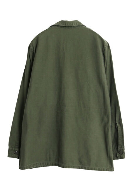 70s 米軍実物 USN ネイビー シービーズ コットン サテン ユーティリティ シャツ メンズ S 73年製 ヴィンテージ OG107 シャツ袖 4th USN 緑